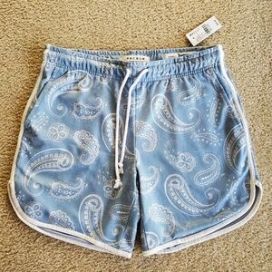 PacSun Light Blue Paisley Athletic Shorts